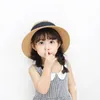 Caps Hoeden Zomer Kids Vlinder Knoop Straw Fedora Hoed Kinderen Visor Strand Zon Baby Meisjes Sunhat Wide Brim Floppy Panama voor Meisje