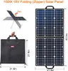100W 18V przenośny panel słoneczny, Flashfish Składana ładowarka Słoneczna z wyjściem DC 5 V USB 18 V Kompatybilny z przenośnym generatorem, smartfonów
