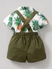 Bebê menino abacaxi impressão bodysuit suspender shorts ela