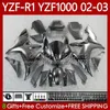 Motorcykelkropp för Yamaha YZF-R1 YZF-1000 YZF R 1 1000 CC 00-03 Matt Black Bodywork 90NO.21 YZF R1 1000cc YZFR1 02 03 00 01 YZF1000 2002 2003 2000 2001 OEM Fairings Kit