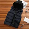 Gilet da uomo Gilet senza maniche Giacca impermeabile calda alla moda con cappuccio casual per l'autunno invernale