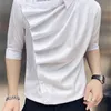 Летние уникальные дизайнерские рубашки мужчины с коротким рукавом тонкий стритюва рубашки черная белая социальная партия ночной клуб повседневная семья homme 210527