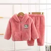 Kinderen nachtkleding herfst winter flanel pyjama sets baby meisjes pyjama jongens coral warm pluche thuis kleding pak1-6y 211023