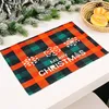 Christmas Rectangle Table Placemat Coffee Cup Mats Non-slip Grid Printing Placemats Heat Insulation Xmas Party Tableware Mat 4602 Q2