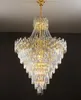 Moderne Luxe Gouden K9 Crystal Kroonluchter LED Hotel Hall Woonkamer Trap Hanging Hanglamp European Big Lighting