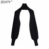 Zevity Women Turtleneck Collar Długie Rękaw Dzianie Sweter Femme Chic Projekt Casual Swetry High Street Damskie Topy S434 211014