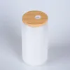 16oz DIY Blanko-Sublimationsdosenbecher in Form von Bierglasbechern mit Bambusdeckel und Strohhalm-Bierdosenglas für Eiskaffee-Soda
