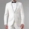 白いフォーマルな結婚式のタキシードのためのタキシードのためのタキシードのための3ピーススリムフィットビジネス男性スーツの男ファッション服男性セットジャケットベストズボンx0909