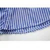 [Deat] camisa de primavera colarinho colar de manga comprida listra única-breasted loosetops irregulares moda 13c416 210527