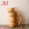 Tasse à café en bois portable tasses à lait en bois en caoutchouc tasses à boire de l'eau verres à boire jus à la main