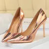 2021 Women 10.5cm High Heels Silver Fetish Pumps Lady Stripper Green Gold Stiletto Wedding Bridal Valentine Scarpin Party Shoes