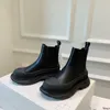 Vit Sole Bottega Boot Fashion Luxury Däck Läder Chelsea Booties Men Plattform Chunky Skor Lady Knight High Boots Designer Kvinnor Stövlar MkJL0001