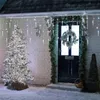 Strings Christmas Festoon LED Icicle Fairy Curtain Light 4M Waterfall House Year Halloween Garden Patio Decoration 8 Modes.