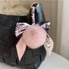 Véritable fourrure de renard soie écharpe arc boule Poms porte-clés femmes en peluche pompon porte-clés sac à main décoration Emo bibelots bijoux poupée cadeaux