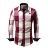 Mäns Casual T Shirts för män Slim Bomull Garnfärgad Plaid Cowboy Shirt Enstaka Breasted Full Sleeve Business Man Kläder