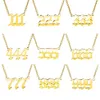 Stainless Steel Number Necklace For Women Gold Plated Dainty 111 222 333 444 555 666 777 888 999 Pendants Choker Chain Numerology Jewelry