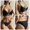 Push Up Bikini Stroje Kąpielowe Kobiety Tassel Black Ball Leopard Swimsuit Kostium Bikinis Zestaw Biquini Brazylijski Plaża Nosić 210625