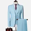 10 colorsJacket+Pants+vest) high-end custom business suit three-piece men's slim tuxedo men's wedding prom dress Plus size 6XL X0909