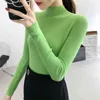 Women Solid Half Turtleneck Knitted Pullovers Sweaters Causal Autumn Winter Primer Shirt Long Sleeve Slim-fit tight Jumper Tops 211103