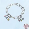 Moda 925 pulseiras de prata esterlina para mulheres DIY caby pandora beads encantos link delgado pulseira fina jóias senhora presente com caixa original