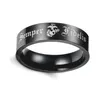 Cluster Rings 1 Antique Stainless Steel Black Tube Army Marine Corps Men's Semper Fidelis Ring Jewelry248W