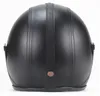 Gratis verzending PU lederen helmen 3/4 motorfiets chopper fietshelm open gezicht vintage motorhelm1