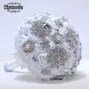 Bröllopsblommor Kyunovia White Brosch Bouquet Rose Gold Jeweled Bridal Crystal Bling Boquet Luxury Memory D5950383171271451