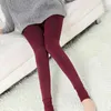 SALSPOR Solid Color Women Winter Velet Trousers Female High Elastic Warm Nine Pants Ladies Sexy Waist Slim Leggins 211118