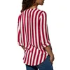 Women Striped Blouse V-neck Long Sleeve Blouses Shirts Casual Tops Work Wear Chiffon Shirt Plus Size Blusas Mujer De Moda 210603