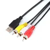 5FT 1.5M fêmea / masculino USB 2.0 a 3 RCA Áudio Video AV Adaptador Conector Cabo