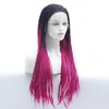 Perruque Lace Front Wig synthétique tressée HD Box, perruque de Simulation de cheveux humains, tresses frontales pour femmes noires, 19813-IIIPINK