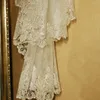 Brudslöjor Real Pos White / Ivory Cathedral Wedding Veil 3m med Comb Lace Pärlor Mantilla Tillbehör Veu de Noiva