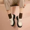 Women's Cowhide Flat Shoes Square Teen Caps en veters Dikke Soled 2 9