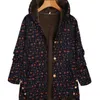여성 코트 가을과 겨울 여성 재킷 두꺼운 캐주얼 느슨한 인쇄 단일 가슴 불규칙한 후드 코트 KO * 211112