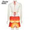 PixieKiki Sexy Two Piece Set Low Waist Mini Skirt Rave Festival Clothing 90s Outfit Women Clubwear DrSets 2021 P71-BI15 X0709