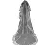 120 inches Bridal Veils Romantic White Ivory Lace Wedding Veils Long One Layer Appliqued Edge Velo de novia