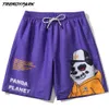 Heren Casual Korte Grappige Cartoon Panda Gedrukt Zomer Beach Board Shorts Oversized Pockets Sneldrogende Drawstrings Shorts 210601