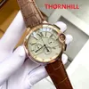 Top Vente Iced Out Montre-Bracelet Chronomètre Mode Hip Hop En Cuir Hommes Montre Calendrier Quartz Hommes Multi Fonctionnel Amoureux Montres-Bracelets Étanches Relogio Masculino