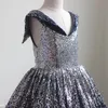 2021 Fashinal Navy Skirt Neck Party Dresses Toddler Gradient Sequins Tulle V-neck Flower Girl Dres Wedding Graduation Formal Evening Gowns