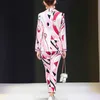Elegant Celebrity Party Two Piece Outfits Women Spring Runway Fashion Geometirc Print Blazer and Pants Suit Office Matching Set 210601