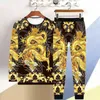 Men's Tracksuits Men's ZOGAA 3D Chinese Style Suit Korean Long-sleeved Trousers Trend Tops O-neck Pullover Streetwear Plus Size 5xl