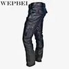 Pantalons pour hommes WEPBEL Hommes Droit PU Cuir Biker Motocycle Long Loose Street Style Steampunk Pantalon Rock Roll2915