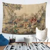 Aubusson Antika Franska Tapestry Blanket BedsPread Boho Bohemian Floral Tapestries Polyester Picnic Blanket Vintage 210609