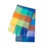 Women Plaid Scarf Winter Warm Shawl And Wraps Bandana Pashmina Female Foulard Long Thick Blanket Rainbow Hairy Bufanda 2021