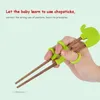 젓가락 1 세트 아이들을위한 어린이 아기 나무 만화 학습 재사용 가능한 짚 훈련 홈 제품 무작위
