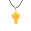 Wholesale Natural Stone Pendant Necklace Simple Cross Shape Crystal Tiger Eyes Good Quality Jewelry