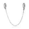 2019 authentische 925 Sterling Silber Gänseblümchen Schleife klare CZ Sicherheitskette Charm Perlen passen Original Armband Armreif Schmuck Q0531