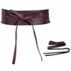 Belts Women Fashion Solid Color Soft Faux Leather Wide Long Belt Self Tie Wrap Around Waist Girdle Dress Bow Waistband Fier22