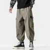 2021 Japoński Harajuku Luźne Worki Pants Mężczyźni Hip Hop Harem Spodnie Streetwear Modis Joggers Army Green Cargo Spodnie Czarne spodnie Y0927