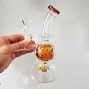 Bong in vetro a collo spesso piegato Narghilè marroni Pipa per olio Dab Rigs Percolatore a nido d'ape Tubi per l'acqua Giunto femmina con ciotola trasparente da 14 mm per regalo per fumatori